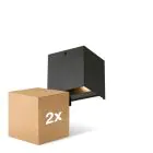 Duopak D'Lite LED Wandlamp Elingen Aluminium Zwart 4.9W 290lm - 830 Warm Wit | IP65 - Lichtsensor